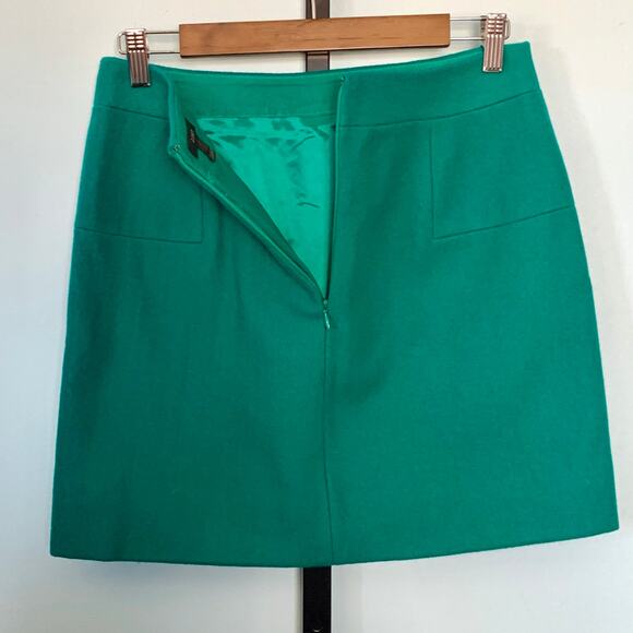 J. Crew Green Felted Wool Mini Skirt Size 4 - Picture 4 of 5